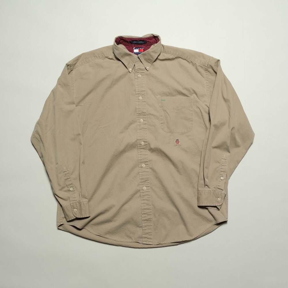 Vintage 90’s Tommy Hilfiger Tan Button Down Shirt Size XL